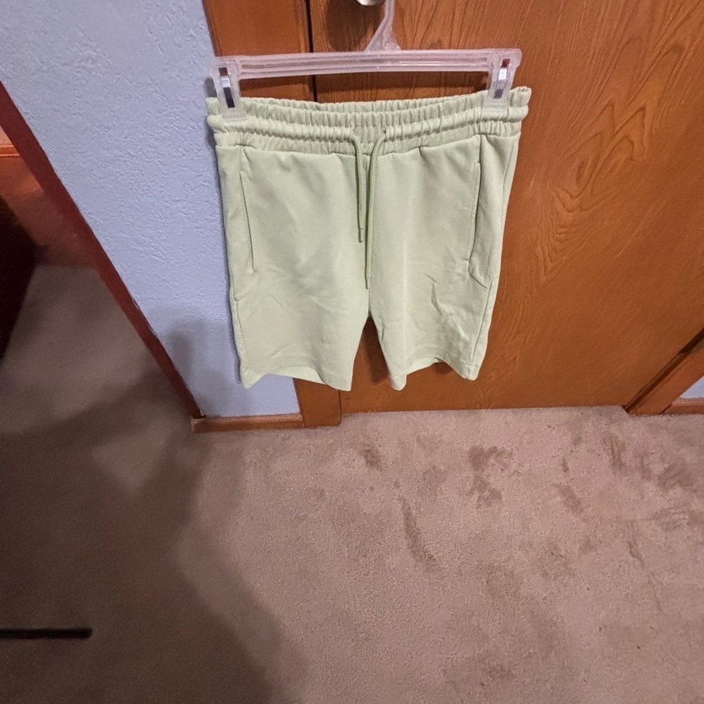 Zara Mint Green Relaxed Fit Athletic Shorts